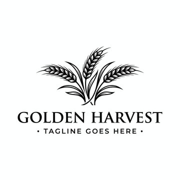 Bundles wheat stalks for agricultural farming organic food harvest logo design