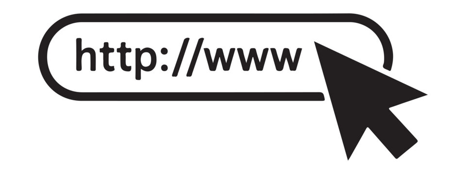 Internet browser address bar icon with http www text and cursor vector isolated on transparent background.