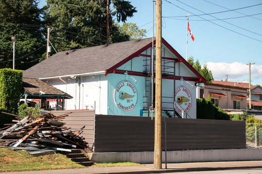 View of sign Hells Angels Club Building in Vancouver