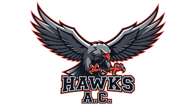 Soaring Hawk Mascot Design with Team Name for Sports Branding
