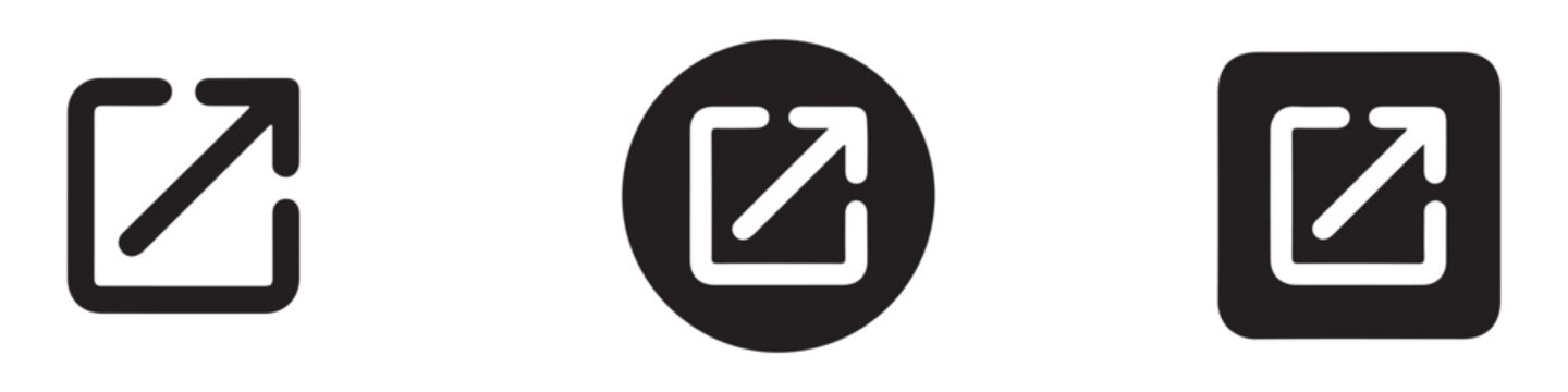 External link icon set. outgoing link symbol design. open new window or expand to fullscreen icon.