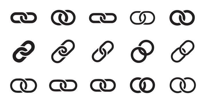 Abstract patterns created from interlinked rings and loops forming abstract shapes.