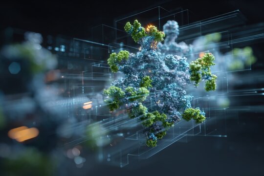 Visualization shows a quantum computer solving complex problems with clusters of data and light sequences in a digital environment