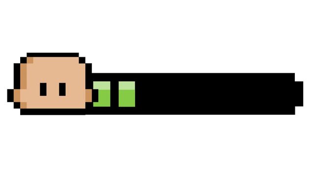 Retro pixel art game health bar featuring a minimalist character's head, perfect for player progress tracking and status display in digital media or gaming interfaces