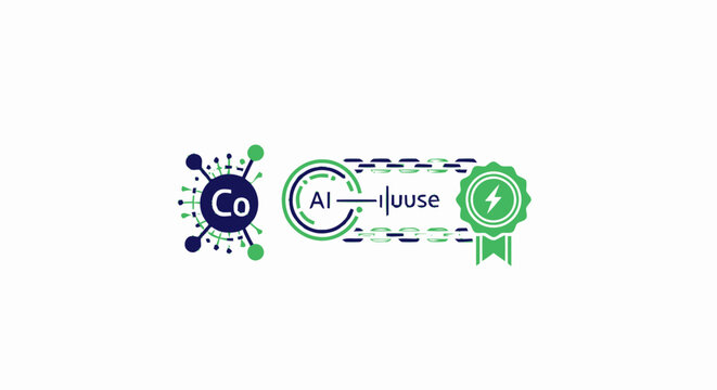 Scientific Diagram with Chemical Elements and AI Concept.