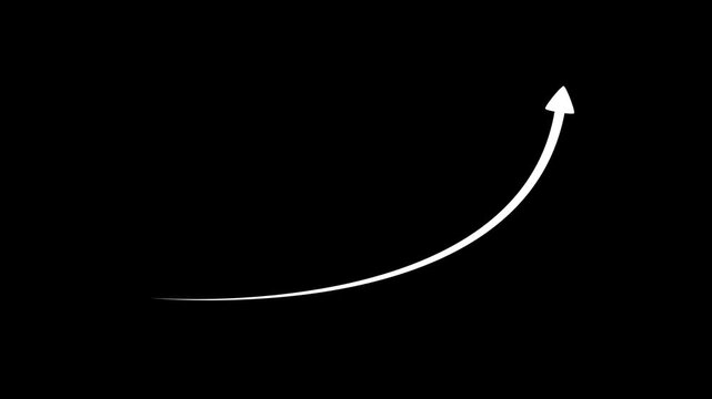 Growing business arrow on black. Profit arow .Business concept, growing chart. Concept of sales symbol icon with arrow moving up. Motion graphics of business arrow concept
