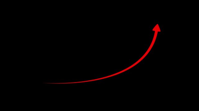 Growing business arrow on black. Profit arow .Business concept, growing chart. Concept of sales symbol icon with arrow moving up. Motion graphics of business arrow concept