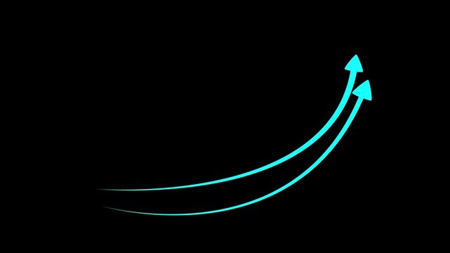 Growing business arrow on black. Profit arow .Business concept, growing chart. Concept of sales symbol icon with arrow moving up. Motion graphics of business arrow concept
