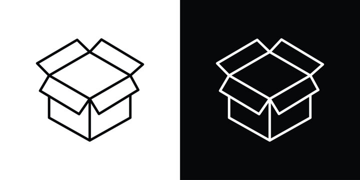 Cardboard box icon thin symbol group. EPS10