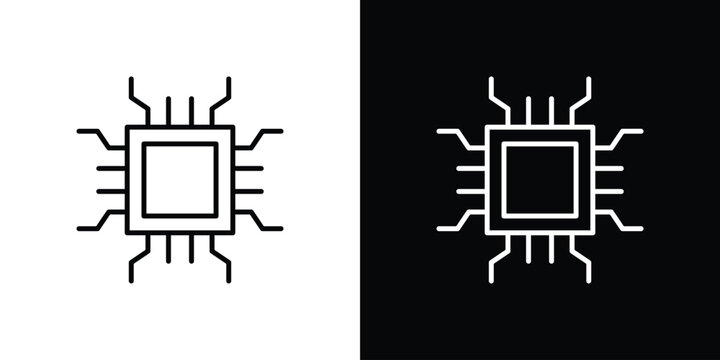 Computer microchip icon thin symbol group. EPS10