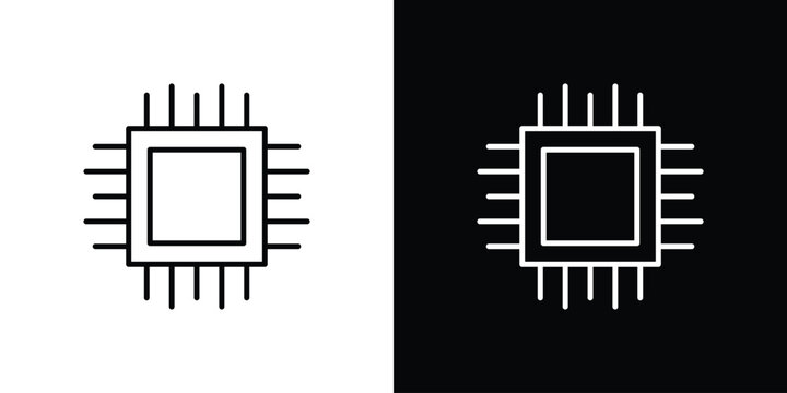 Computer microchip icon thin symbol group. EPS10