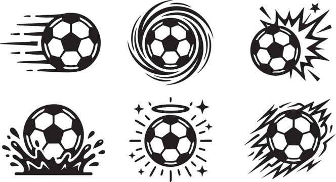Soccer Ball Motion and Impact Icon Collection Sports Vector Set