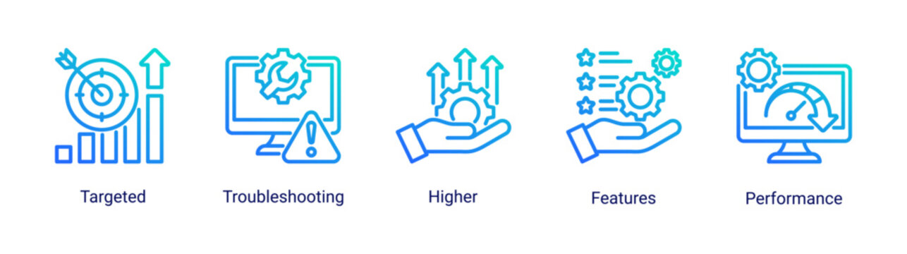 Network Operations icon set vector illustration featuring troubleshooting,performance,and internet service optimization concepts.