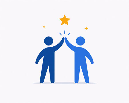 Abstract Human Icons Giving High Five Teamwork Flat Illustration