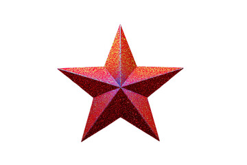 Fototapeta premium Red Glitter Holographic Star Sticker isolated on transparent background, Clipart png