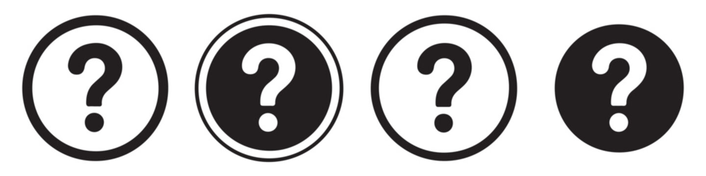 Question mark icon set in circle border for help faq support web design and information interface.