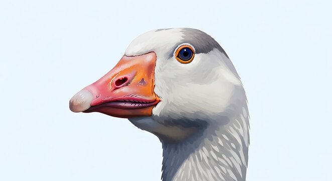 Close up of a parrot with a bright orange beak.