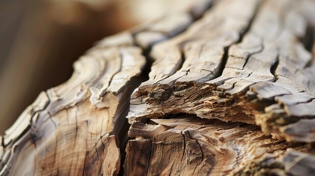Snapped branch splintered end close up