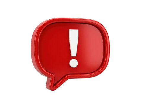 Red speech bubble with exclamation mark