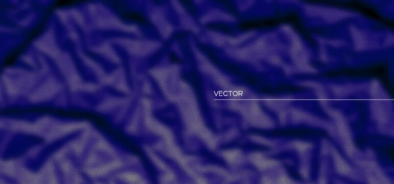 Vector dark textured curved wrinkled blurred surface. Wallpaper or background. Abstract blue texture. Crumpled blurry paper. Dense mesh