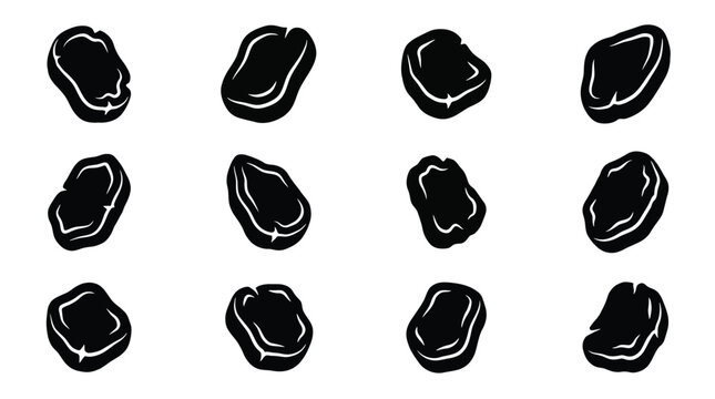 Set of raw steak icons, collection of meat cuts, beef steaks, vector illustration