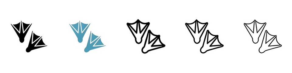 Duck paw sign icon set. Chicken footprint vector icon. Goose foot trace line vector icon for ui designs. Thin line customizable illustration. Symbol. Vector isolated outline drawing. Editable stroke © Lovely