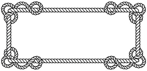Hand drawn nautical rope border vector with decorative knot frame and black line art for maritime themes, invitations, certificates and creative layouts, vector, designs © MUNNA