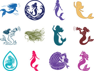 Fototapeta premium Enchanted Mermaid Sirens and Seashell Fantasy Collection