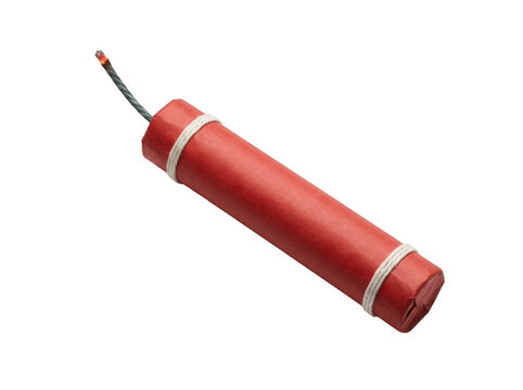 Red dynamite stick with fuse