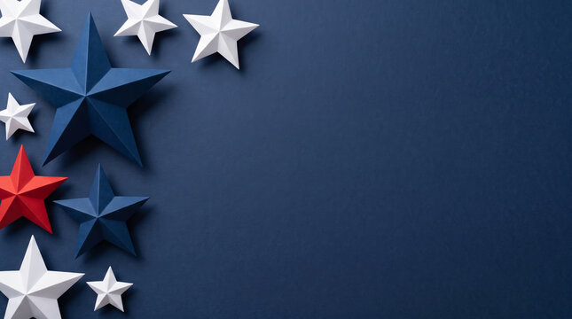 Us patriotic border decoration with three dimensional star shape pattern background. american 250 years independence celebration. freedom symbol, banner frame design, background copy space