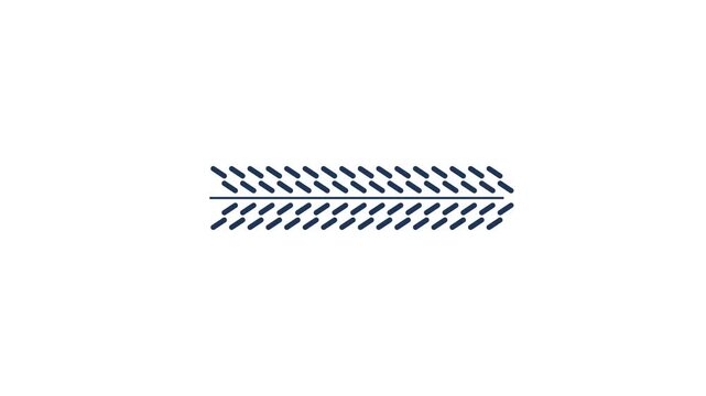Tire tread pattern graphic element moving across the screen in this high quality minimalist digital motion video animation loop design