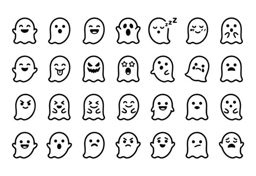 Halloween ghost emojis and faces for spooky fun and decoration