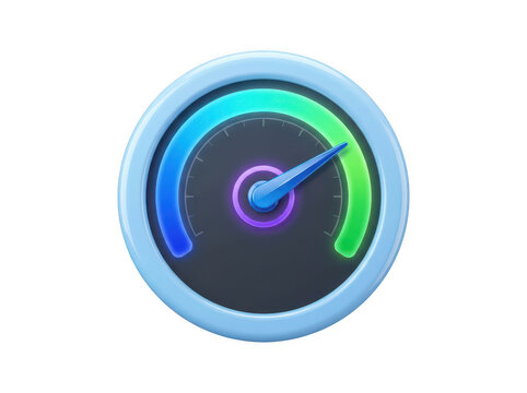 Speedometer gauge icon with blue and green dial