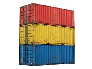 Fototapeta premium Stacked colorful shipping containers