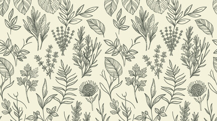 Fototapeta premium Detailed illustration of various botanical plants.