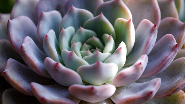 A close-up view of a vibrant succulent plant with purple leaves in a natural setting indoors.