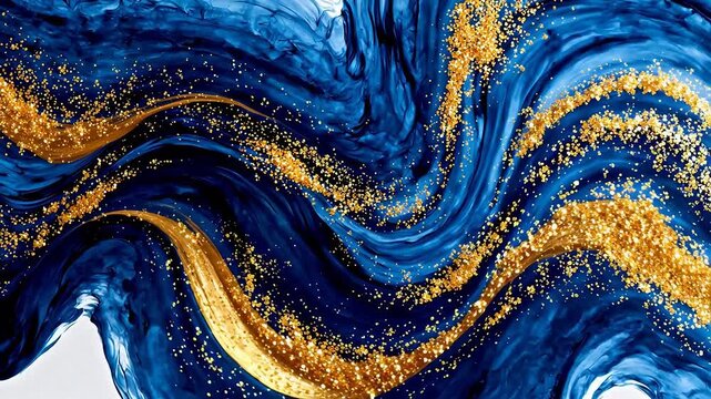Blue and gold abstract wave design