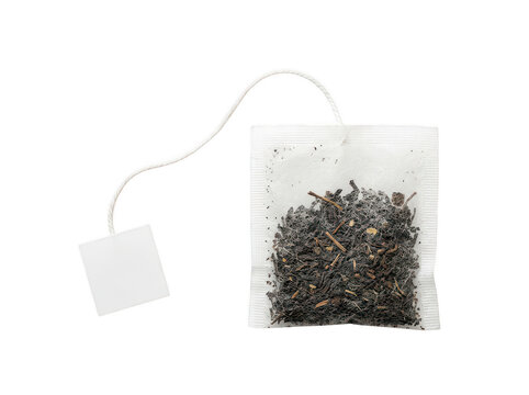 Tea bag with loose leaf tea on a string