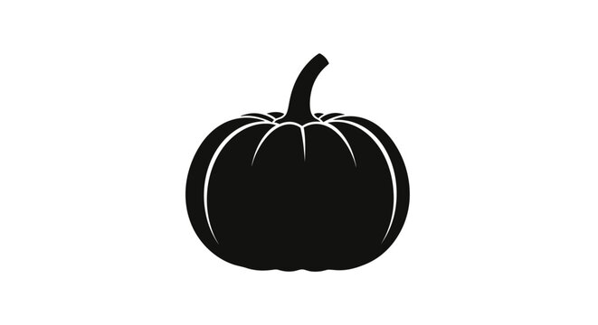Black silhouettes of autumn pumpkins with curved stems isolated on white background for halloween with illustration vegetable october harvest
