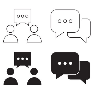 Speech bubble and people communication vector icon set.Editable stroke, Vector illustration, Line art Icon, Symbols.
