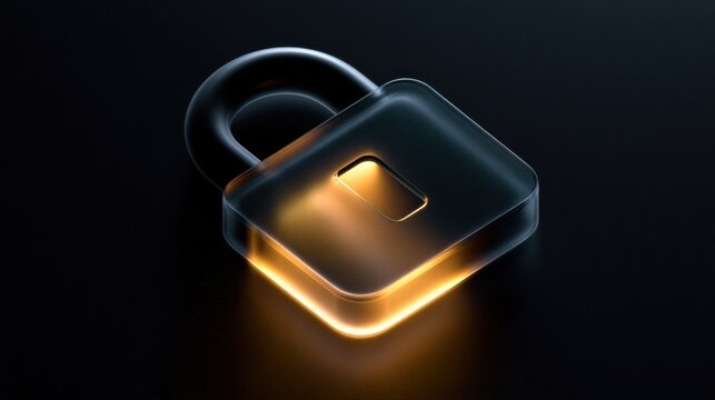 A dark translucent lock opens to reveal warm golden light, symbolizing the concept of unlocking hidden potential in a digital space.