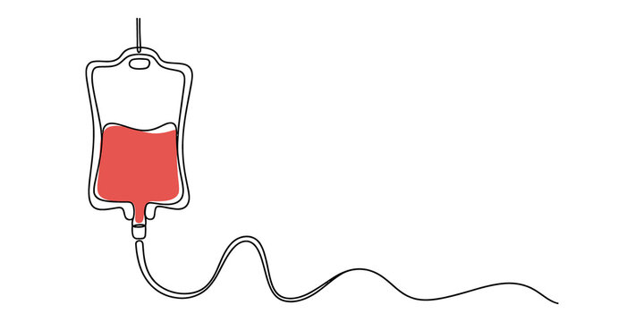 Blood bag medical infusion icon for donation and hospital treatment