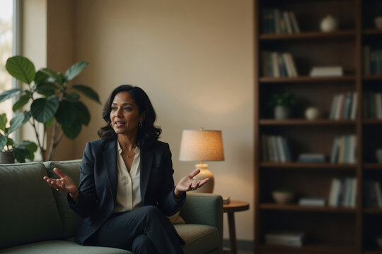 Confident business woman professional coach leadership mentor executive interview corporate consultant office conversation modern workspace career advice successOffice burnout recovery concept
