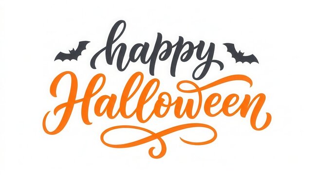 Halloween greeting with bats and cursive text