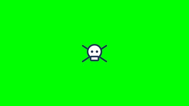 Minimalist skull icon with crossed bones animation creates a striking digital motion graphic element for modern creative design video projects