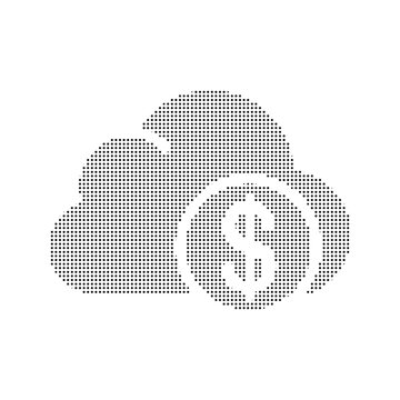 Cloud finance icon, money storage symbol, financial cloud computing concept, digital banking vector illustration