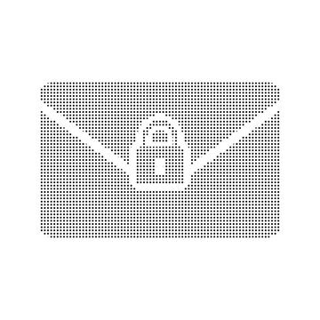 Email envelope with lock icon, halftone style