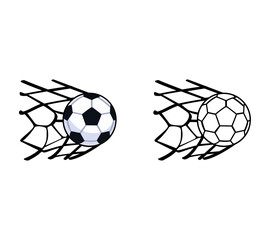  Cartoon Icon Football The Ball Goes Into The Goal For Coloring Illustration Simple Digital Design © Ryan