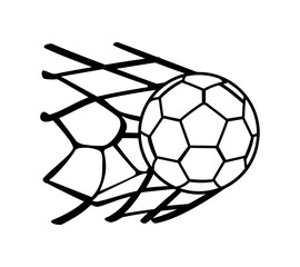  Cartoon Icon Football The Ball Goes Into The Goal Outline Style Illustration Simple Digital Design © Ryan