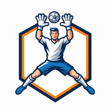 Professional soccer goalkeeper jumping to catch a ball